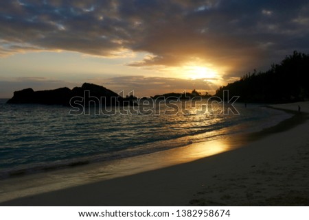 Sunset on the beach at East Whale Bay in Southampton Parish, Bermuda