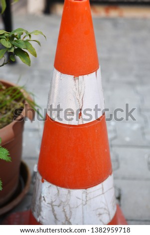  old traffic cone and reflector