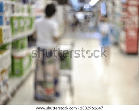 Blurred pictures of people buying things  For daily use in supermarkets,in the evening.