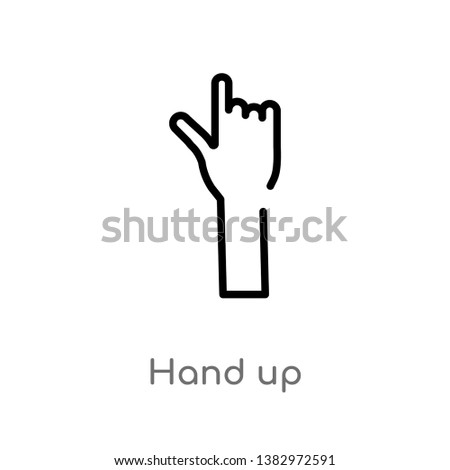 outline hand up vector icon. isolated black simple line element illustration from gestures concept. editable vector stroke hand up icon on white background