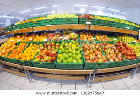 counter with fruits in shop