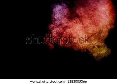 powder of Galaxy and Nebula color spreading effect for makeup artist or graphic design in black background 