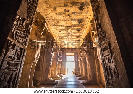 Very nice inside view of Abu Simbel temple near Aswan Egypt Royalty-Free Stock Photo #1383019352