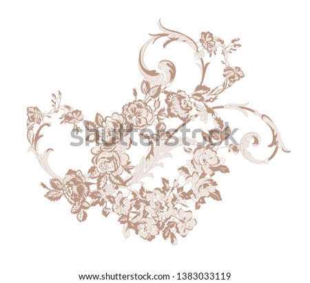 beautiful lace flowers decoration element