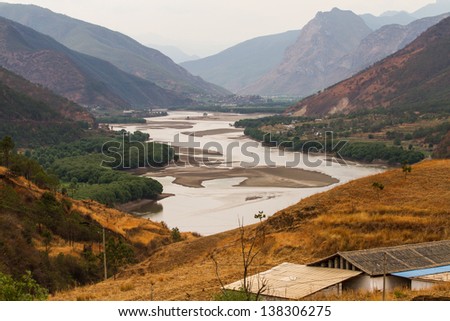 First bend of Yangtze river Royalty-Free Stock Photo #138306275