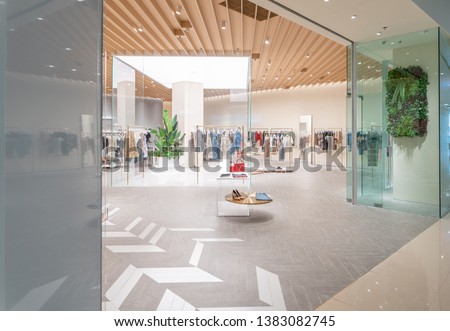 modern fashion store interior and mannequins  Royalty-Free Stock Photo #1383082745