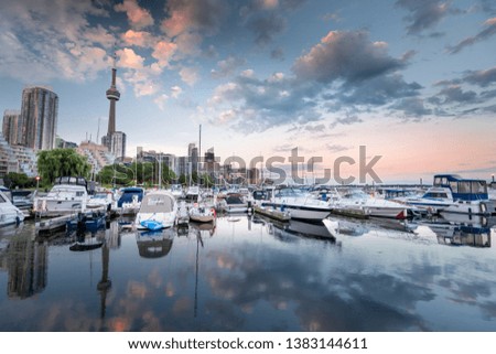Toronto city skyline from Marina Quay west, Ontario, Canada