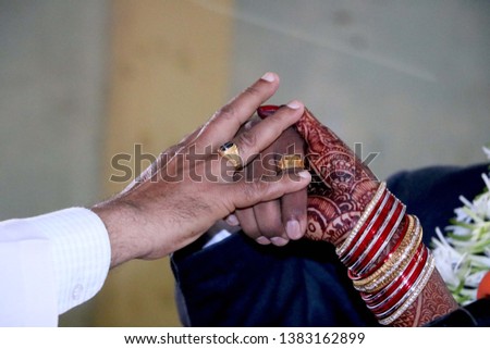 Indian bride  and Groom exchange  Engagement ring 