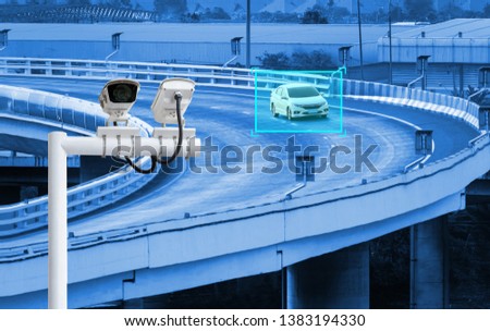 Machine learning analytics identify vehicles technology , Artificial intelligence concept. Software ui analytics and recognition cars vehicles in city. Smart surveillance cameras.