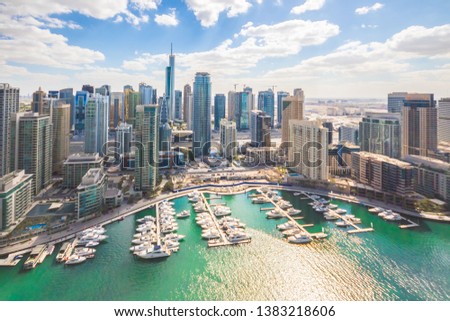 Dubai marina skyline landscape photography Royalty-Free Stock Photo #1383218606