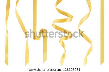 Gold ribbon collection on white, clipping path included Royalty-Free Stock Photo #138323051