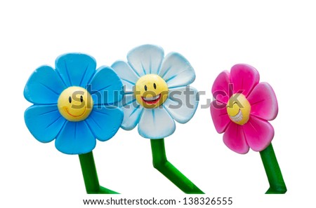 Three smiling sunflower with isolation background
