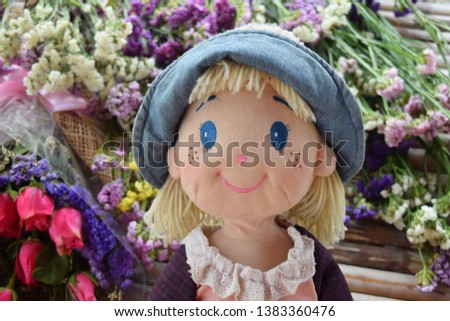 Cloth dolls and flowers handmade