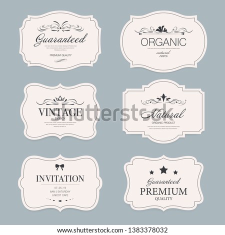 Vintage label banner badges set. Luxury decoration design. High quality tag premium guaranteed.