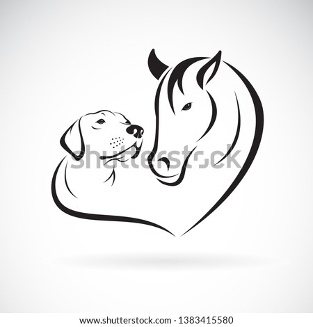 Vector of horse and dog(Labrador) on white background. Pet. Animal. Easy editable layered vector illustration.