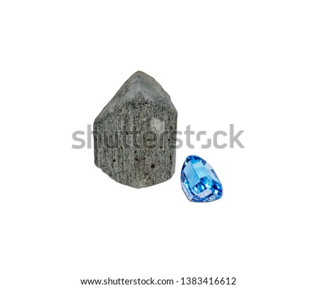 november birthstone, topaz with shorl, isolated on white background Royalty-Free Stock Photo #1383416612