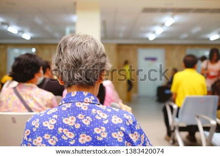 Soft focus at old people in the seminar event. Many elderly in the conference room.Many elderly and patient in the waiting room. Composing picture with soft light. Concept of seniors health seminar .