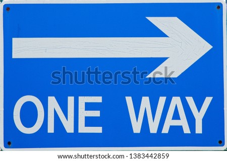 One Way Blue Road Sign