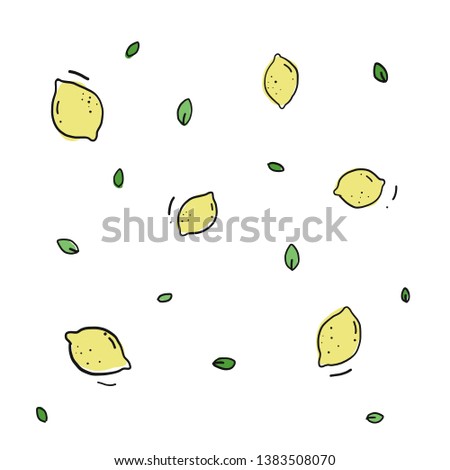 Lemon doodle background. seamless pattern with cute lemon.