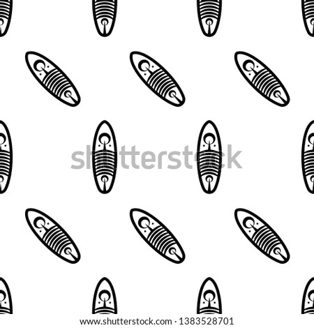 Surfboard Icon Seamless Pattern, Surf Board Icon, Water Sport Icon Vector Art Illustration