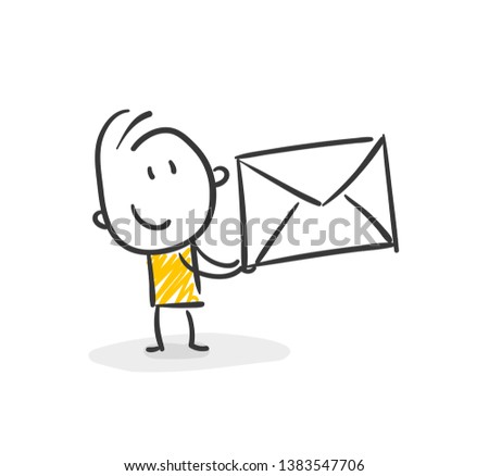 Smiling Business Stick Figure With Mail Vector