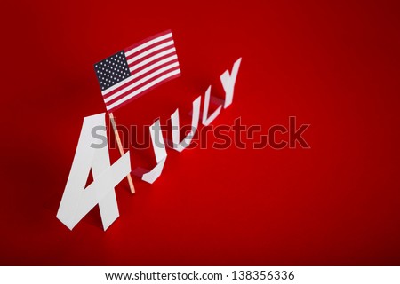 True paper cut of American Independence Day 4th July with Flag
