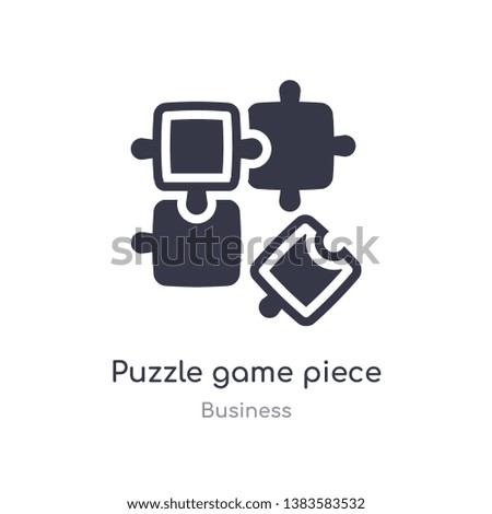 puzzle game piece outline icon. isolated line vector illustration from business collection. editable thin stroke puzzle game piece icon on white background
