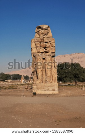 Ancient colossi of Memnon in Egypt, Luxor