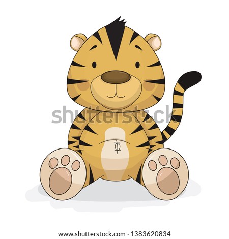 Cute sitting cartoon tiger vector design illustration