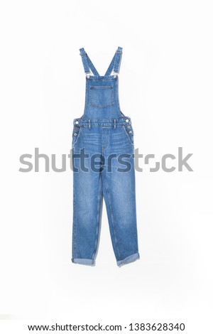 denim or blue jeans overalls-close up
 Royalty-Free Stock Photo #1383628340