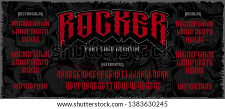 Rocker display font, logo creator. Typography for labels, headlines, posters and many other. All elements on the separate layers.
