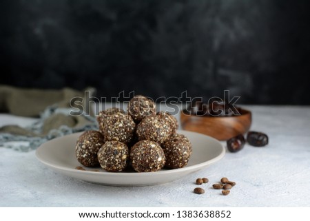 Mocha Energy Balls with Oats and Dates Royalty-Free Stock Photo #1383638852