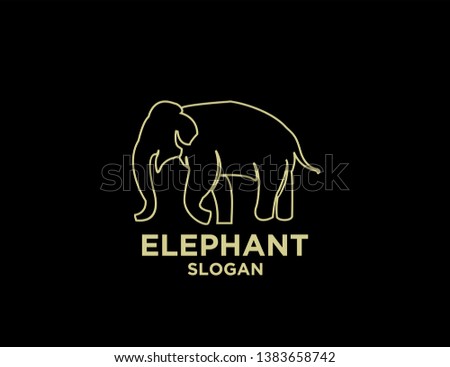 elephant outline gold with black background logo icon designs vector illustration sign silhouette