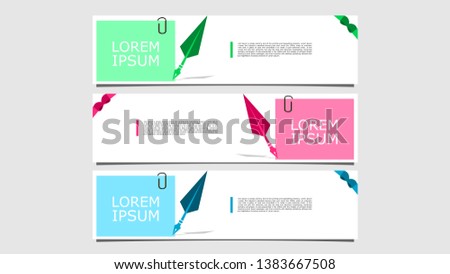 Colorful and Beautiful Classic Vector design Banner background. Paper clip and old pen message template illustration