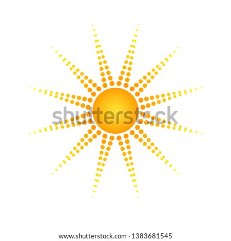 Solar radial pattern Orange abstract banner from dots Sun shape design element with a dotted pattern rays in a modern style Decorative isolated solar symbol for creative design advertising logo Vector