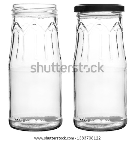 The empty glass jar isolated on white with clipping path