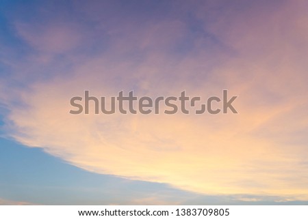 Twilight sunset reflection with white and orange cloud ,reflection from the sun,texture abstract nature background.