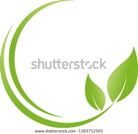 Circles and leaves in green logo Royalty-Free Stock Photo #1383712505