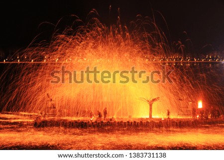 Molten steel in high temperature melting, non-material cultural heritage