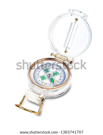  vintage plastic compass on white background