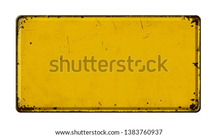 Empty vintage metal sign on a white background
