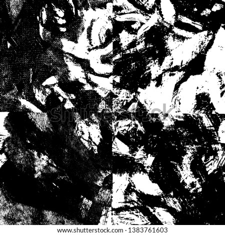 Black and white grunge background. The texture is monochrome of the old surface. Pattern of scratches and scuffs