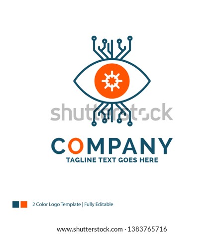 Infrastructure, monitoring, surveillance, vision, eye Logo Design. Blue and Orange Brand Name Design. Place for Tagline. Business Logo template.