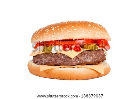 Tasty cheeseburger isolated on white background