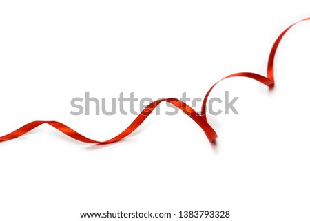 Red satin ribbon isolated on white backgroung