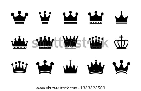 Big collection quolity crowns. Royal Crown icons collection set. Vintage crown. Vector illustration