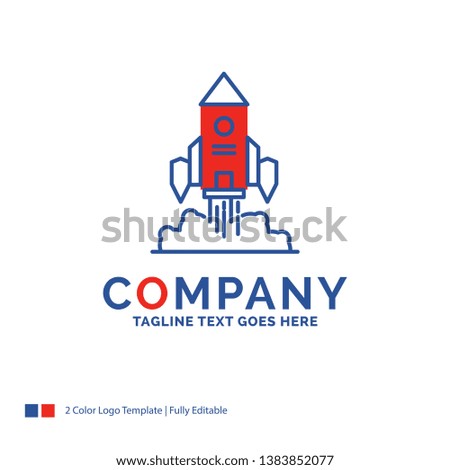 Company Name Logo Design For Rocket, spaceship, startup, launch, Game. Blue and red Brand Name Design with place for Tagline. Abstract Creative Logo template for Small and Large Business.