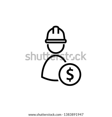 Labor cost concept outline icon. Clipart image isolated on white background