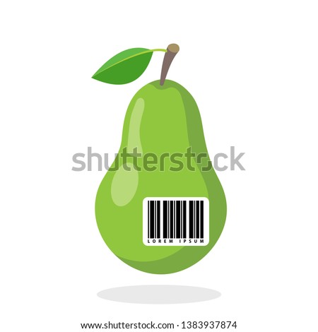 green pear with abstract bar code 