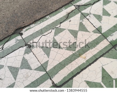 Vintage Tile at Weathered Grungy Cracked Texture Background. Heritage Element